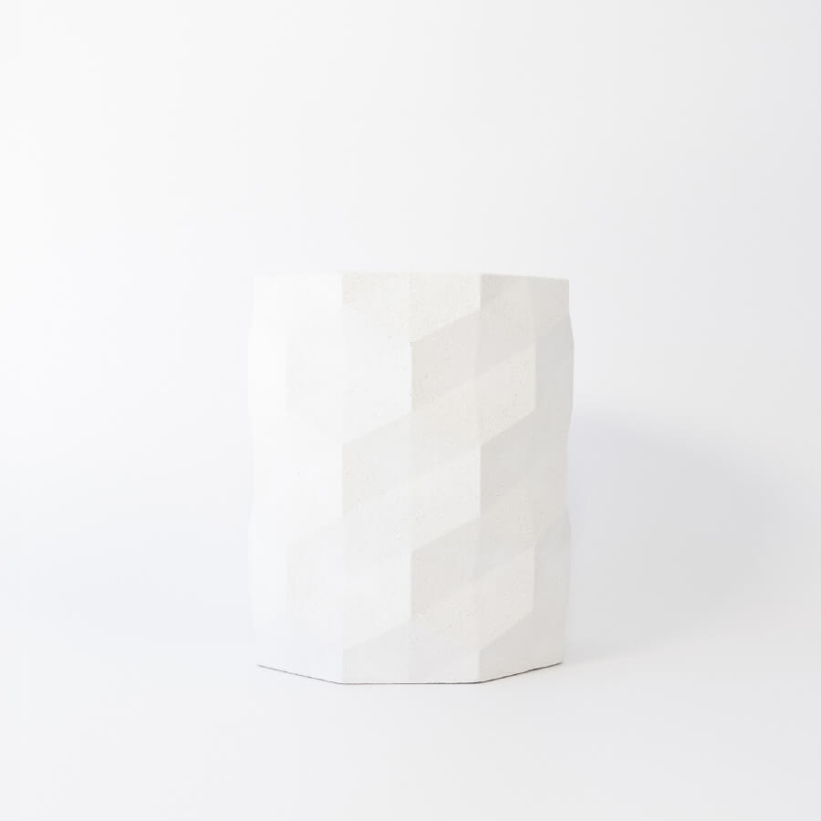 Buddy pet urn. Image of pleated garden urn in white marble.